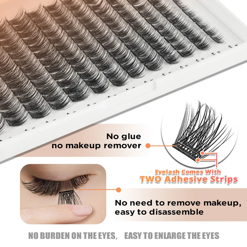 Self-Adhesive False Eyelashes Cluster Lashes Reusable No Glue Needed Diy Extension