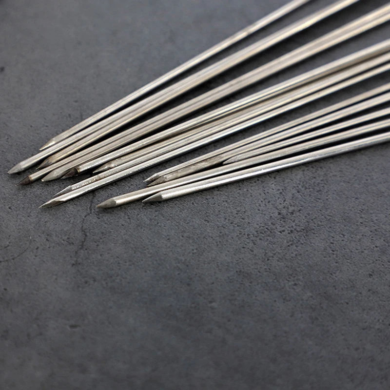 12 Pcs Stainless Steel BBQ Skewers 20cm Kebab Roasting Sticks for Grilling