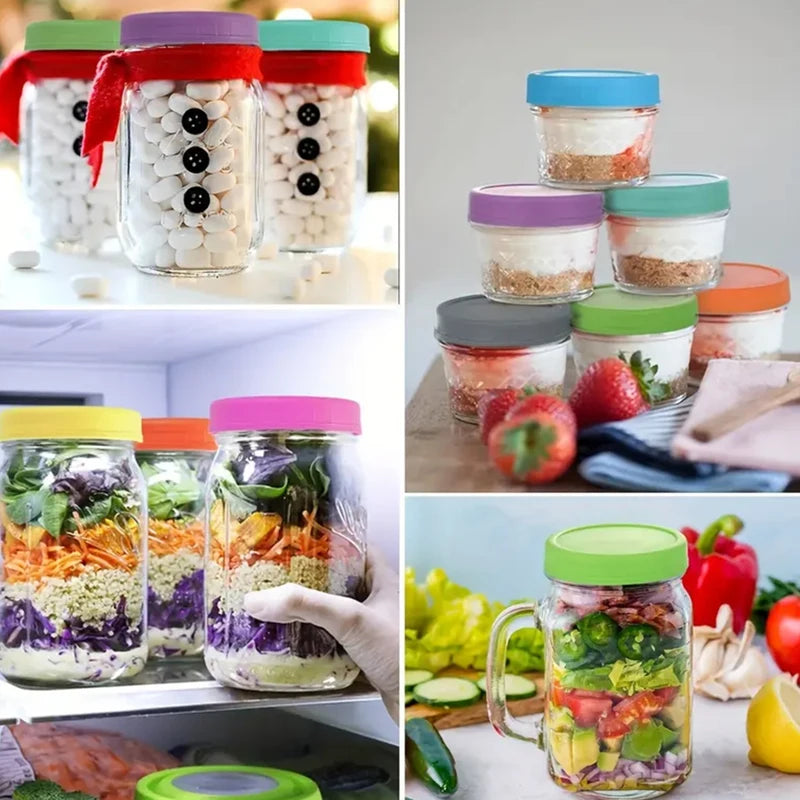 Reusable Plastic Mason Jar Lids Set - Leak-Proof Food Storage Covers