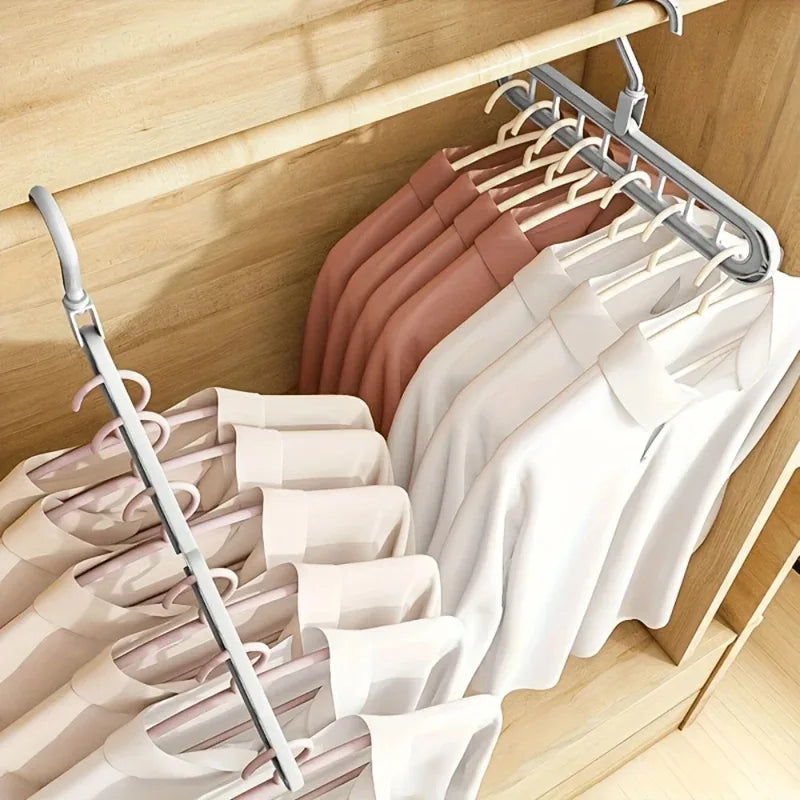 Foldable Clothes Hanger Set - Space-Saving Wardrobe Organizer with Multi-Functional Hooks