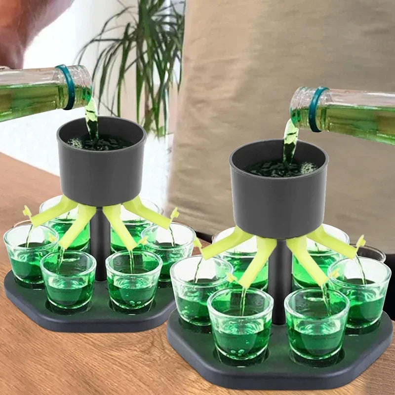 6 Shot Glass Dispenser for Liquor and Party Games - Bar Accessories