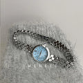 Women’s Vintage Silver Watch with Leather Strap Japanese Quartz Gift for Ladies