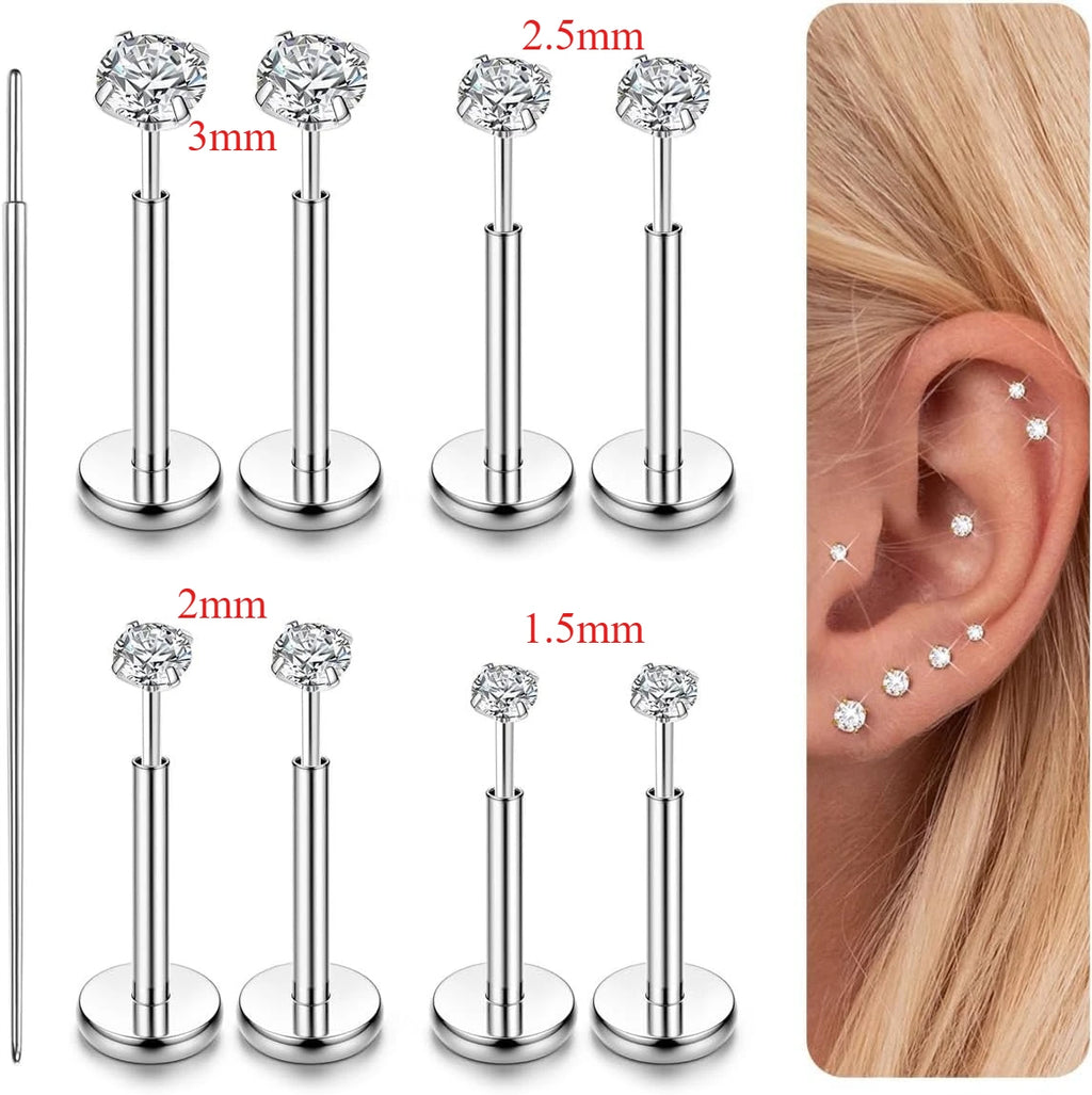 14K Gold Plated Nose Studs and CZ Nose Rings Set for Women Men - Hypoallergenic Piercing Jewelry