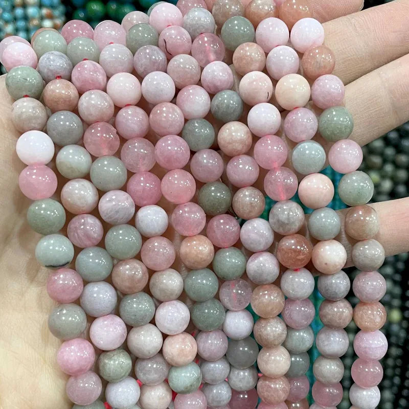 Multicolor Natural Stone Jade Chalcedony Beads for Jewelry Making - 6mm 8mm 10mm