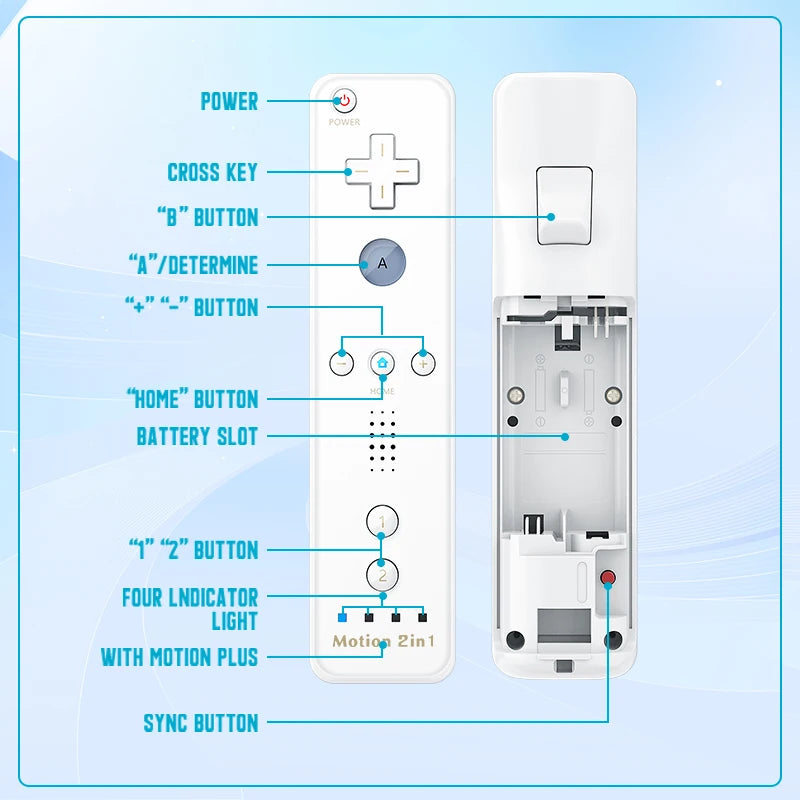 2-in-1 Wireless Wii Controller Set with Motion Plus & Silicone Case