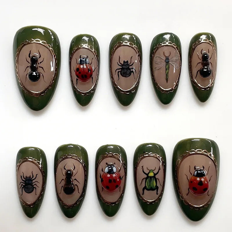 24pcs Colorful Anime Pattern False Nail Tips Almond Press-On Nails Art Set for Girls