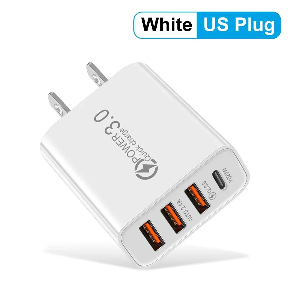 20W Multi-Port USB Power Adapter Charger for Mobile Phones and Tablets