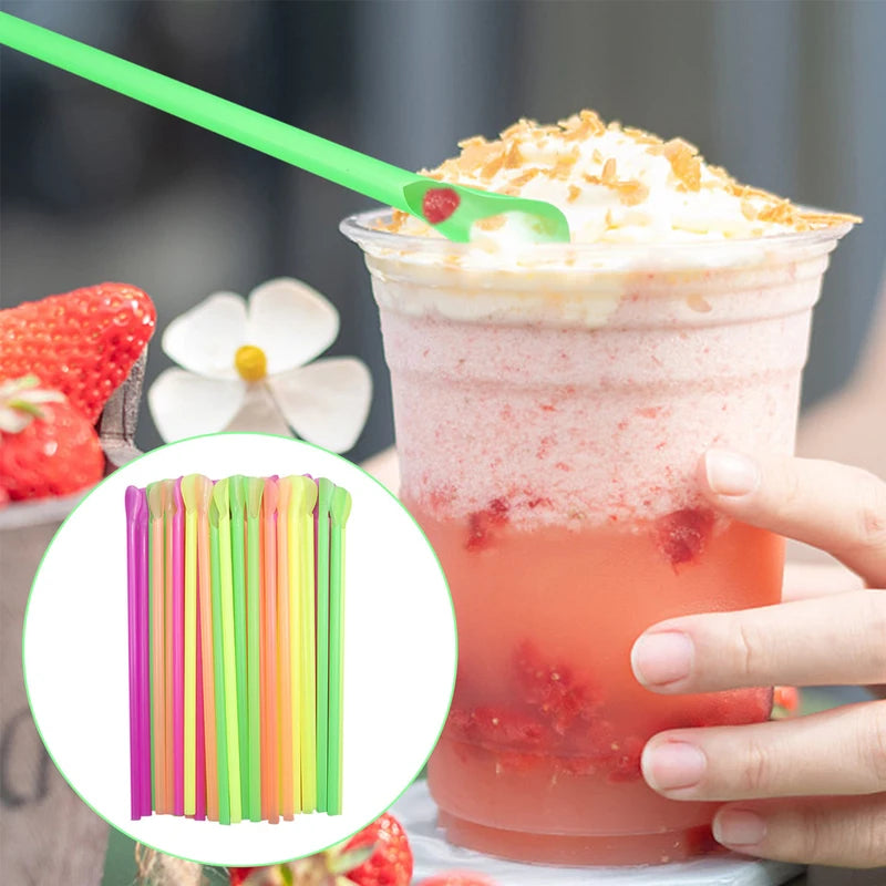 Spoon Straws for Drinks, Milkshakes & Smoothies, Bulk Pack of 50-2000 pcs