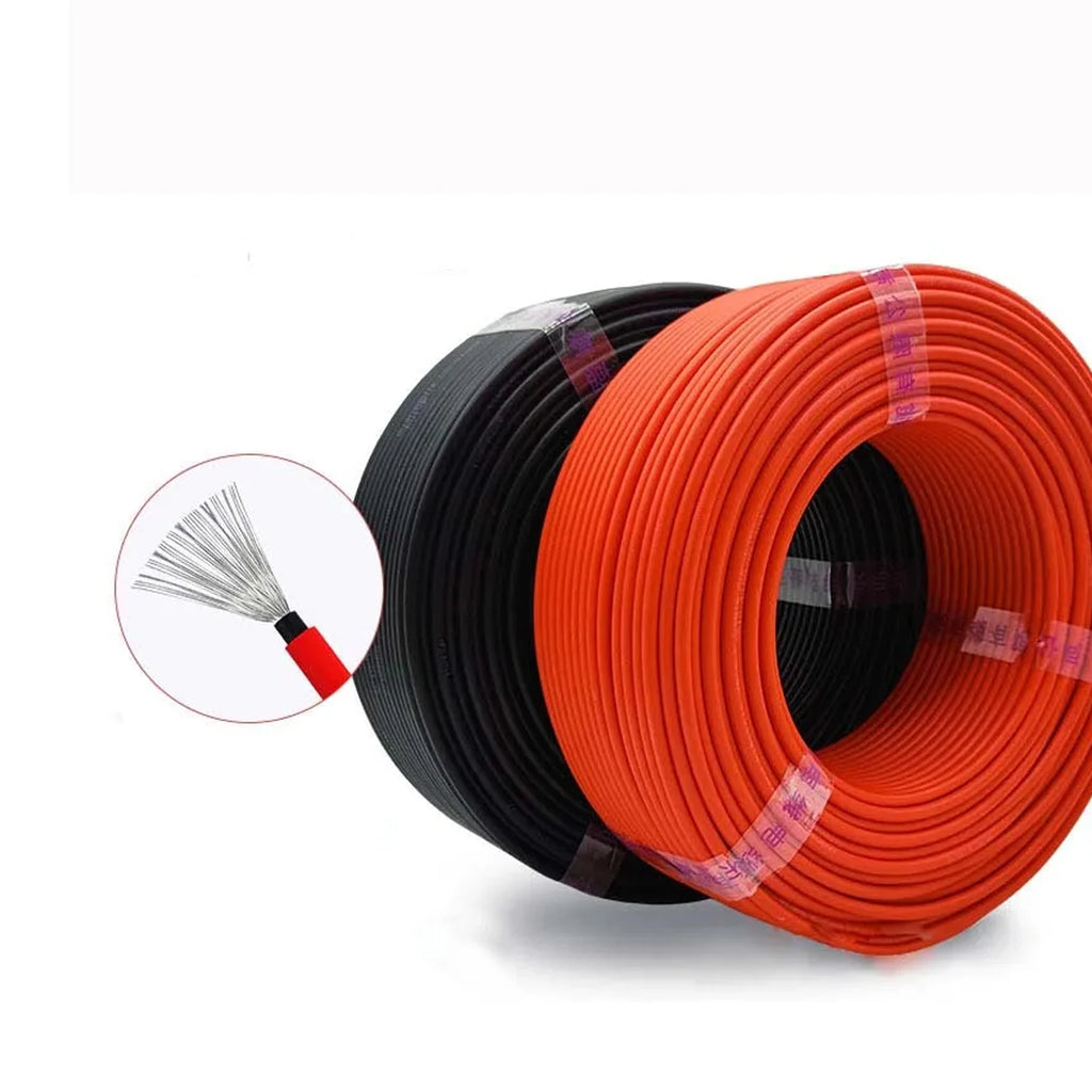 Solar Cable 10AWG 30M 50M 100M 6mm² PV Power Wire Black or Red
