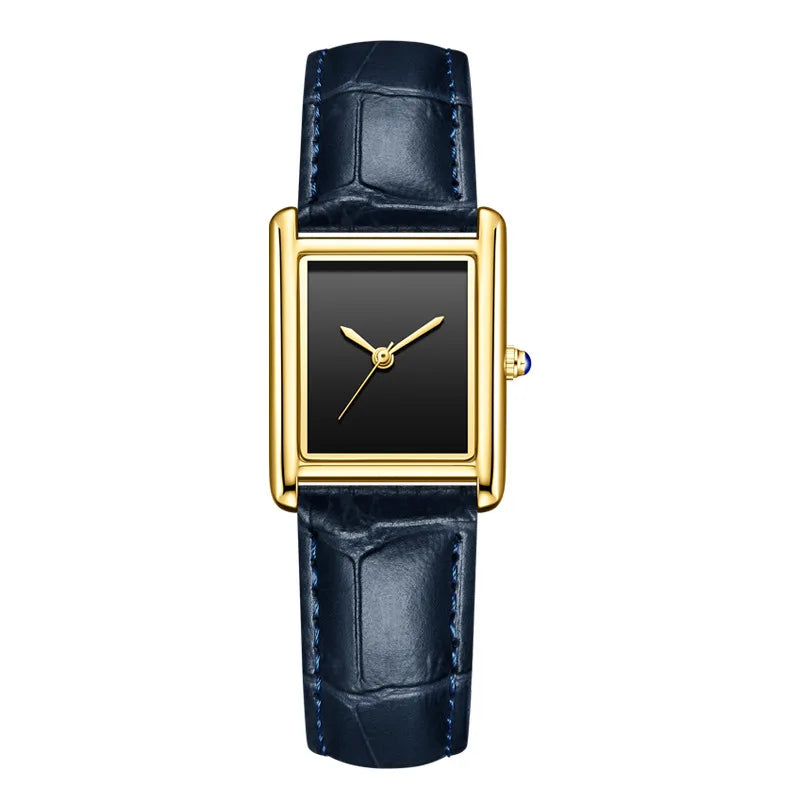 Unisex Square Leather Waterproof Quartz Watch - Business Casual Couple Watch