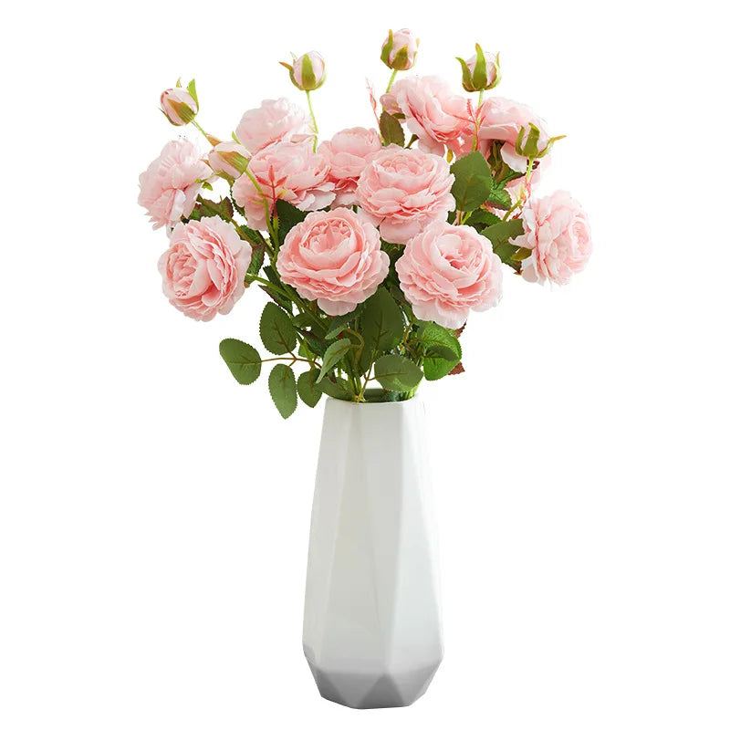 Artificial Silk Rose Flower Bridal Bouquet Fake Peony Wedding Table Decoration