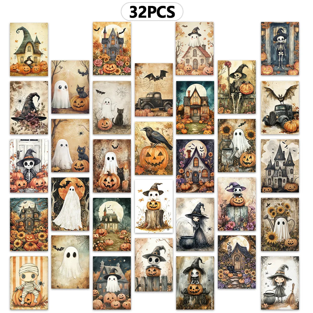 Vintage Halloween Postcard Set - Ghost Collectible Greeting Cards for Gift Giving