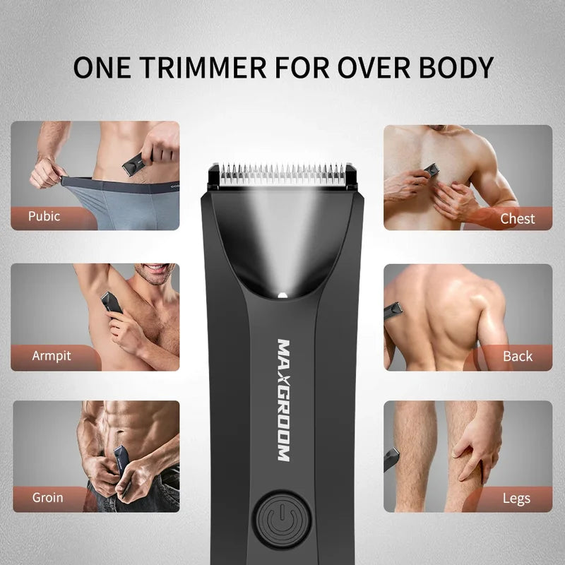 Men's Body Hair Trimmer Electric Razor Waterproof with Ceramic Blades