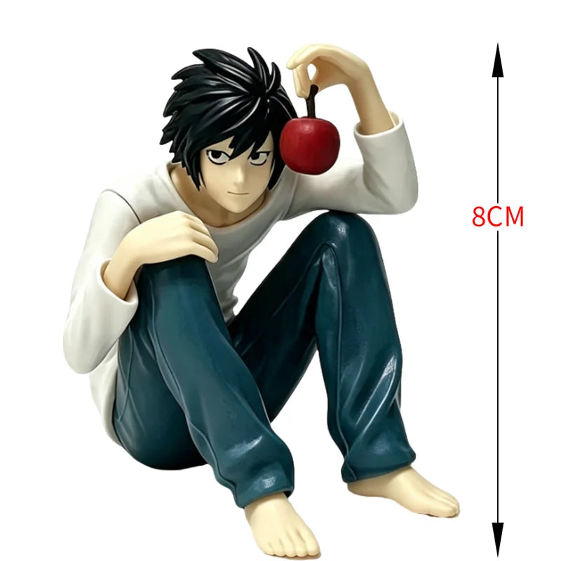 Anime Noodle Stopper Action Figure - L Lawliet PVC Sitting Toy with Apple