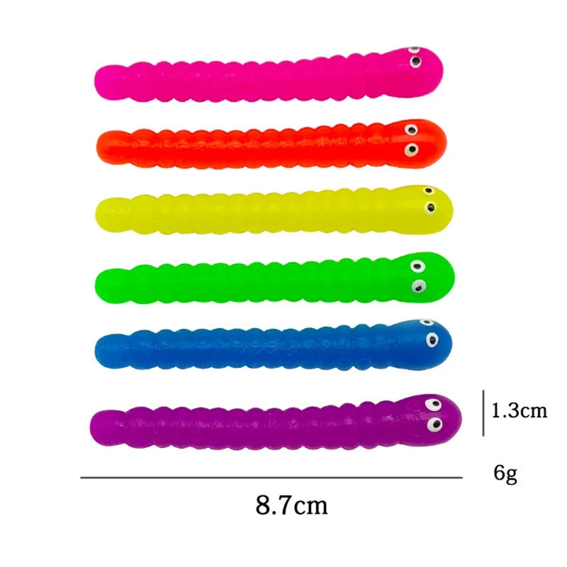 Mini Colorful Soft Caterpillar Party Favors - Kids Birthday & Halloween Supplies, 12 or 24 Pieces