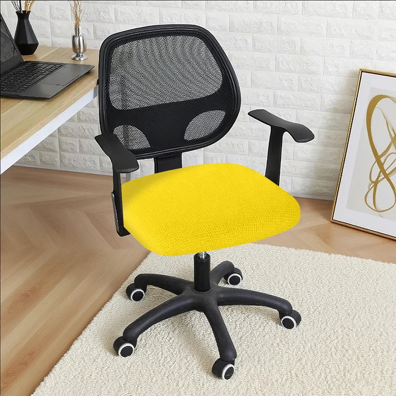 Computer Chair Cover with Armrests Knitted Jacquard Seat Protector for Swivel Office Chairs