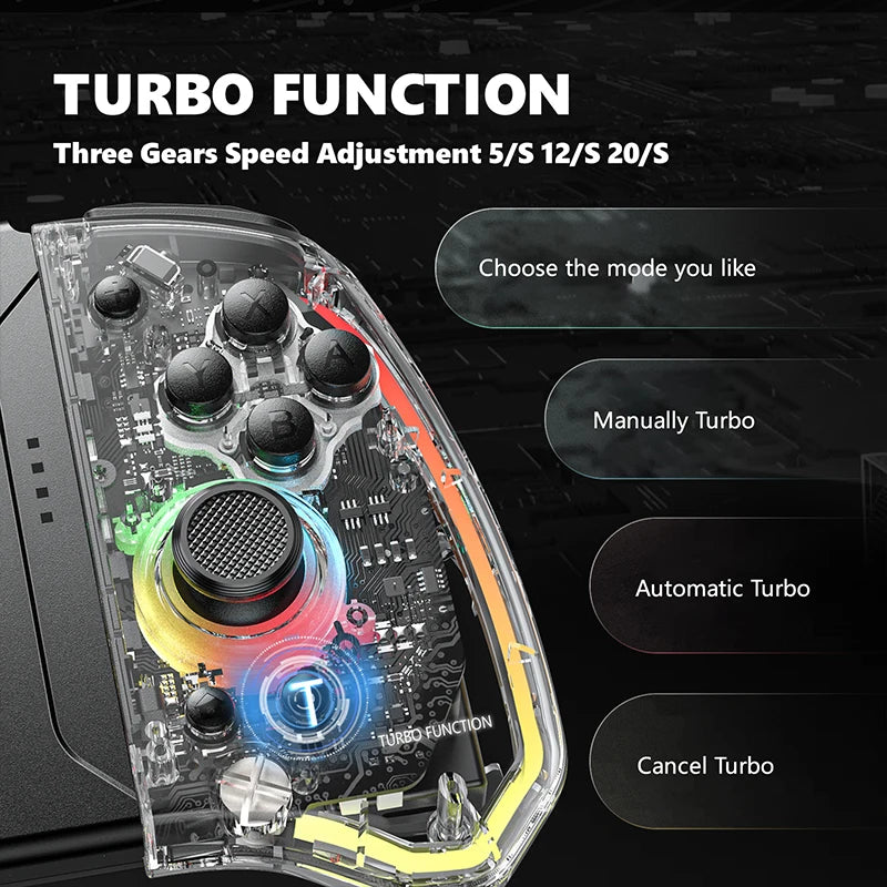 Wireless Gamepad for Switch OLED & Lite | Turbo & 8-Color LED