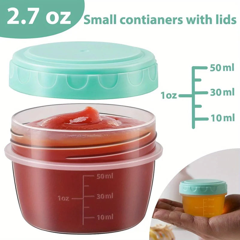 6 Pack 2.7 OZ Salad Dressing Containers with Lids - Small Food Storage Set