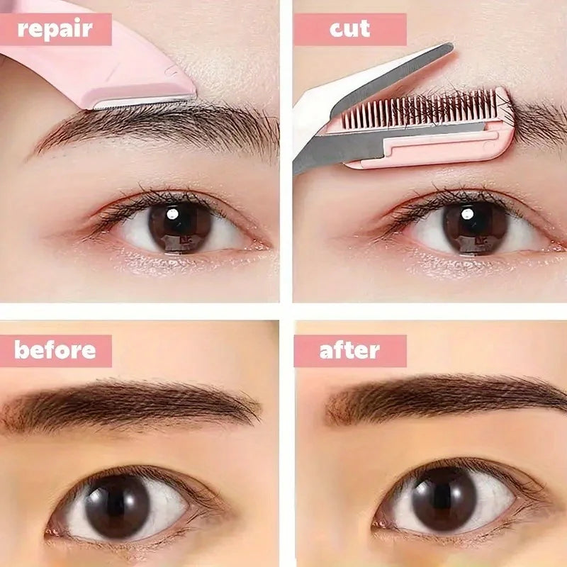 Eyebrow Trimmer Set with Precision Scissors & Comb - For On-The-Go Grooming