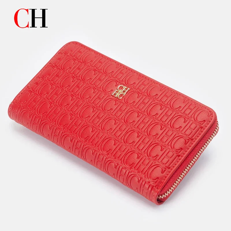 Luxury Women's Wallet with Embossed Initials Compact Leather Purse