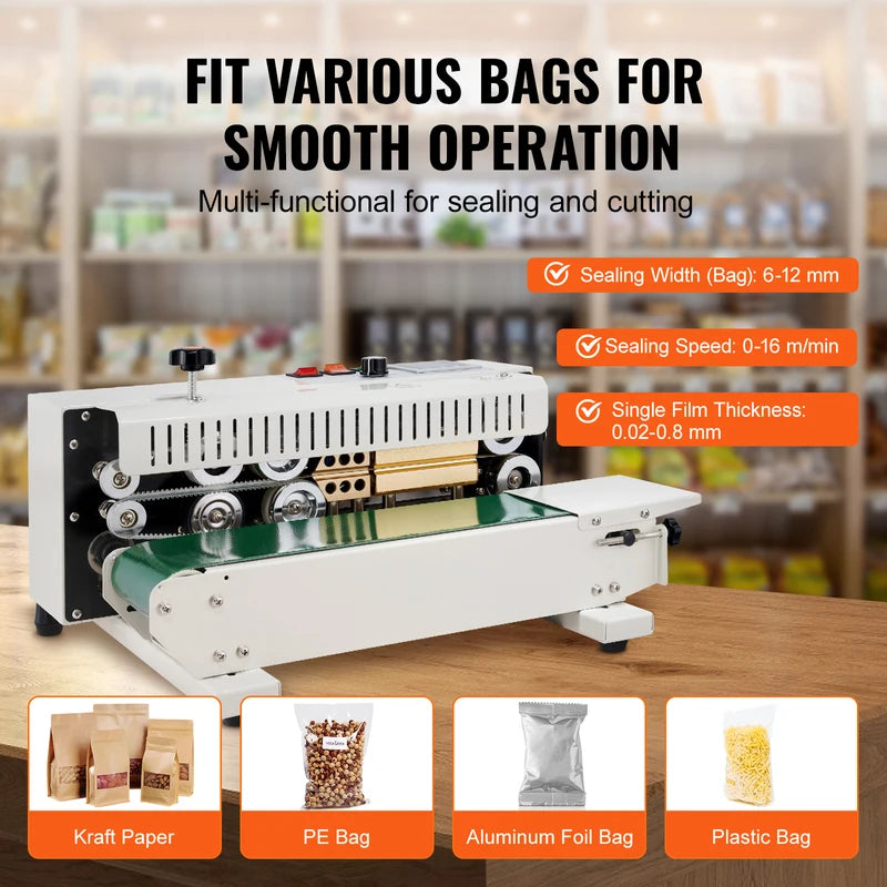 Horizontal Bag Sealing Machine Continuous Band Sealer for Plastic Bags