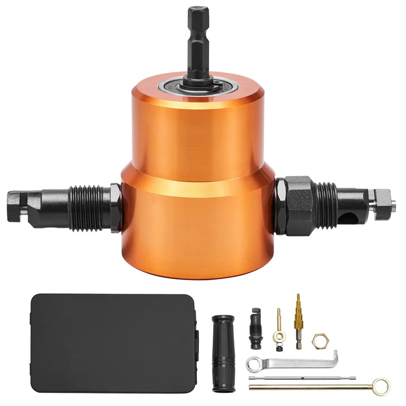 Double Head Metal Nibbler Cutter for Drills - 360° Rotating, Up to 1.6mm Thickness