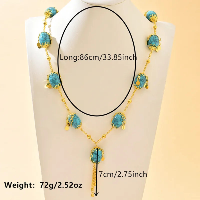 Blue Ethnic Style Pendant Necklace for Formal, Beach, Wedding