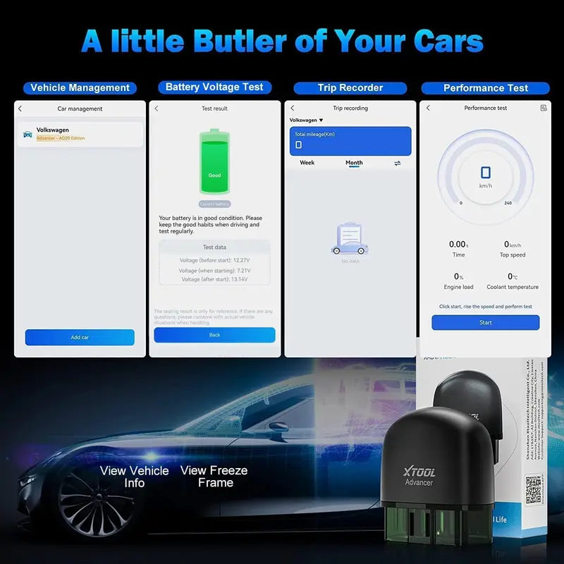 OBD2 Car Diagnostic Scanner Check Engine Light Code Reader for Android & iOS