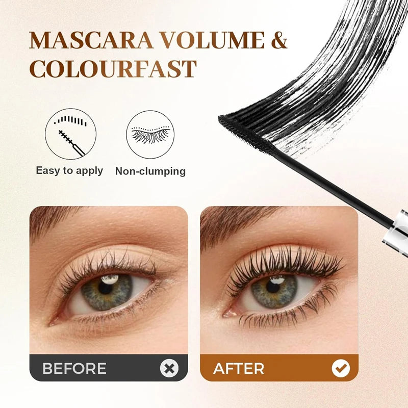 Long-Lasting Waterproof Curling Mascara with Spiral Wand - Voluminous & Sweat-Proof