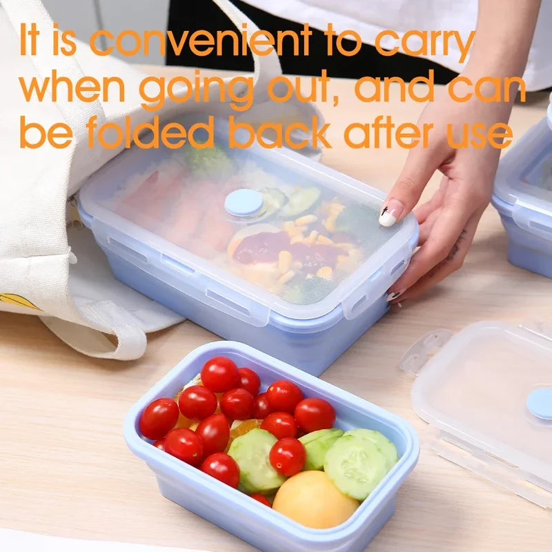 Collapsible Food Storage Containers Set with Lids & Vent - Silicone Meal Prep