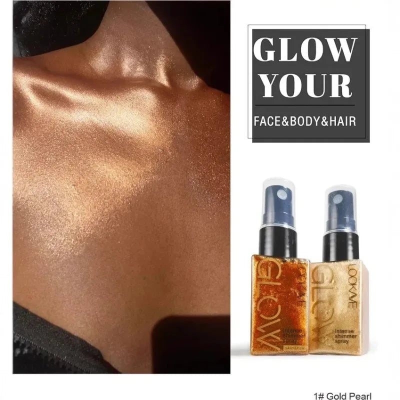 Pearlescent Glitter Spray - Shimmer Oil for Face & Body, Long-Lasting Glow