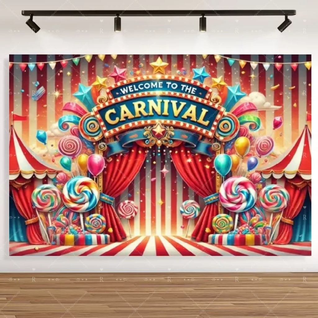 Circus Tent Backdrop for Party & Photography Carnival Night Theme Decoration