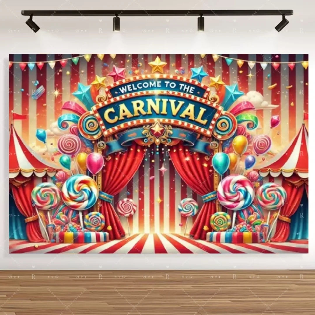 Circus Tent Backdrop for Party & Photography Carnival Night Theme Decoration
