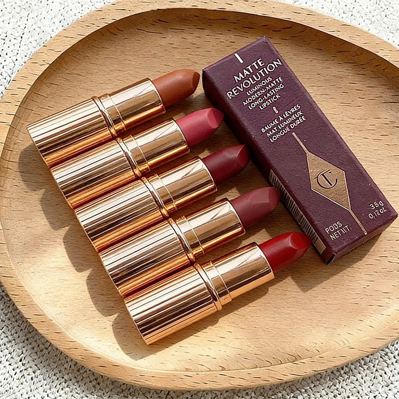 Waterproof Lipstick with Glitter Finish - Matte Powder Lip Color for Makeup