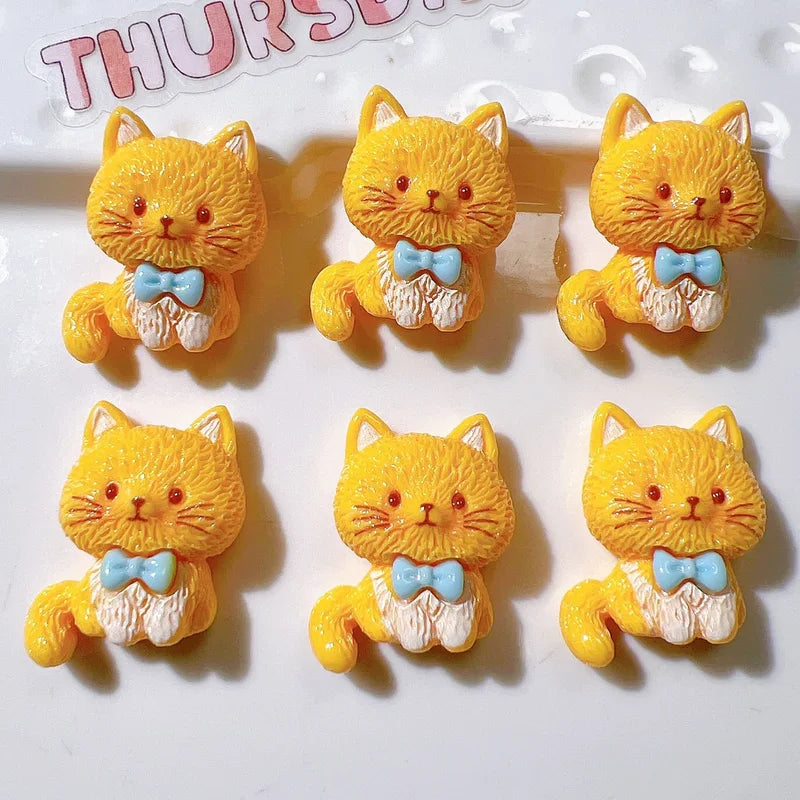 10Pcs Resin Cartoon 3D Cat Craft Decorations for Scrapbooking Jewelry Making
