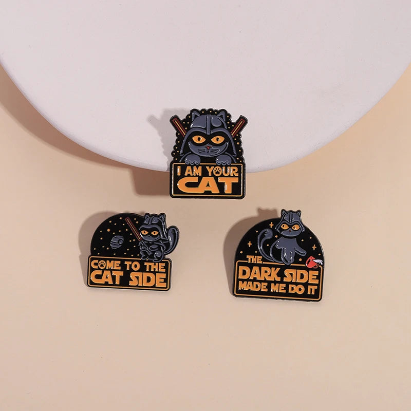 Come To The Cat Side Enamel Pin - Sci-Fi Animal Brooch Gift for Cat Lovers