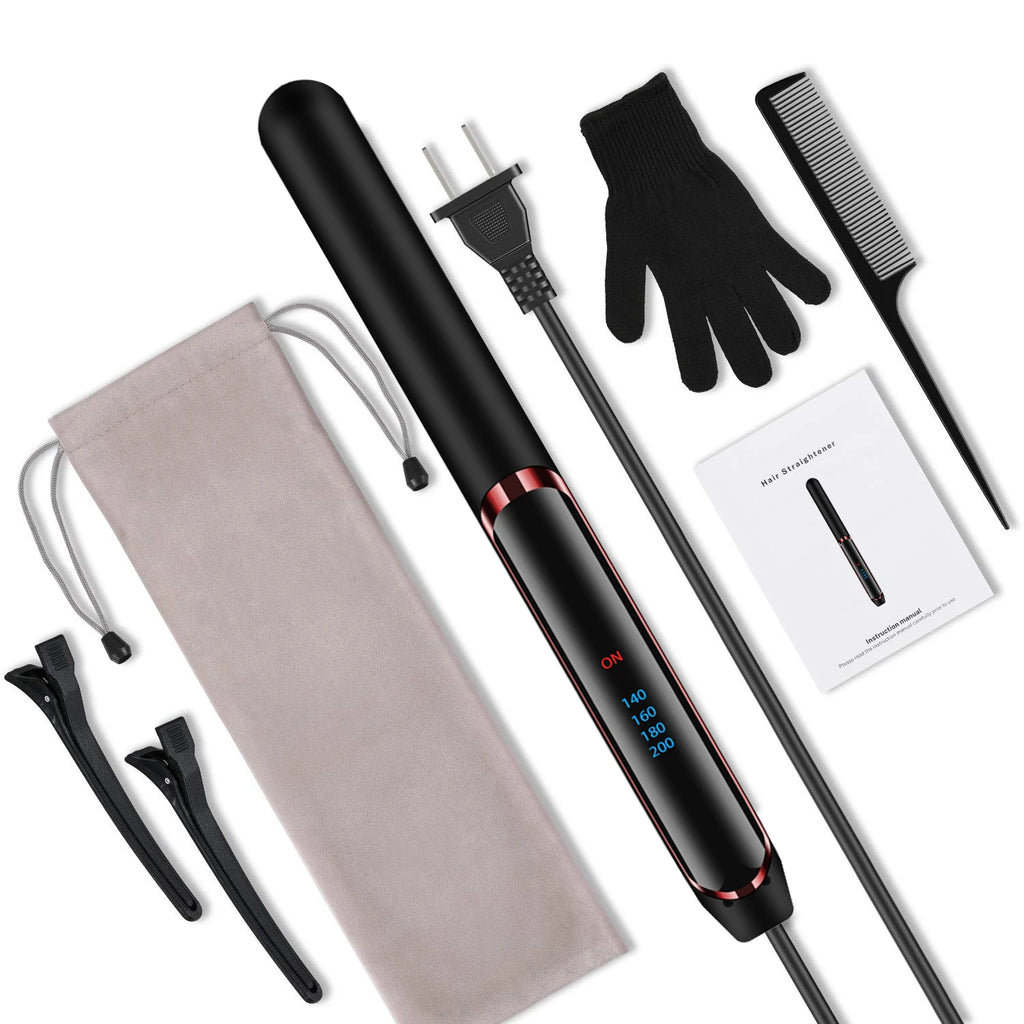 2-in-1 Hair Straightener and Curler Set with Negative Ion Technology - Dual Voltage, Fast Heating for Home & Travel