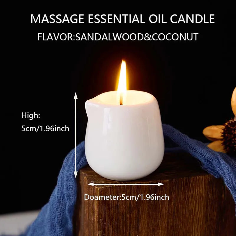Natural Scented Massage Oil Candle with Coconut Wax - Hydrating, Low Heat, 1.69 oz