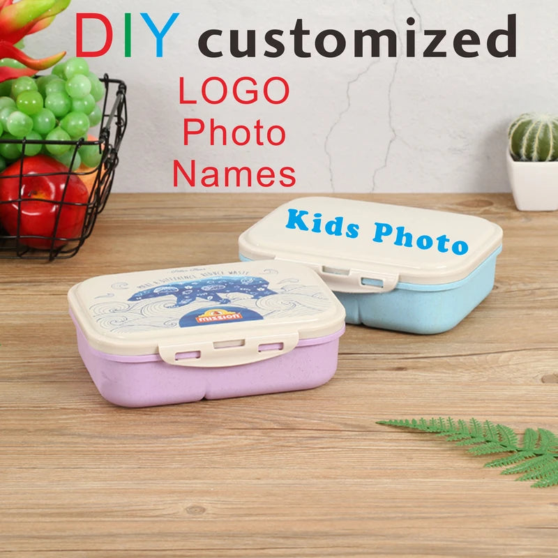 DIY Kids Lunch Box with Custom Name Logo Cartoon Design Eco Material
