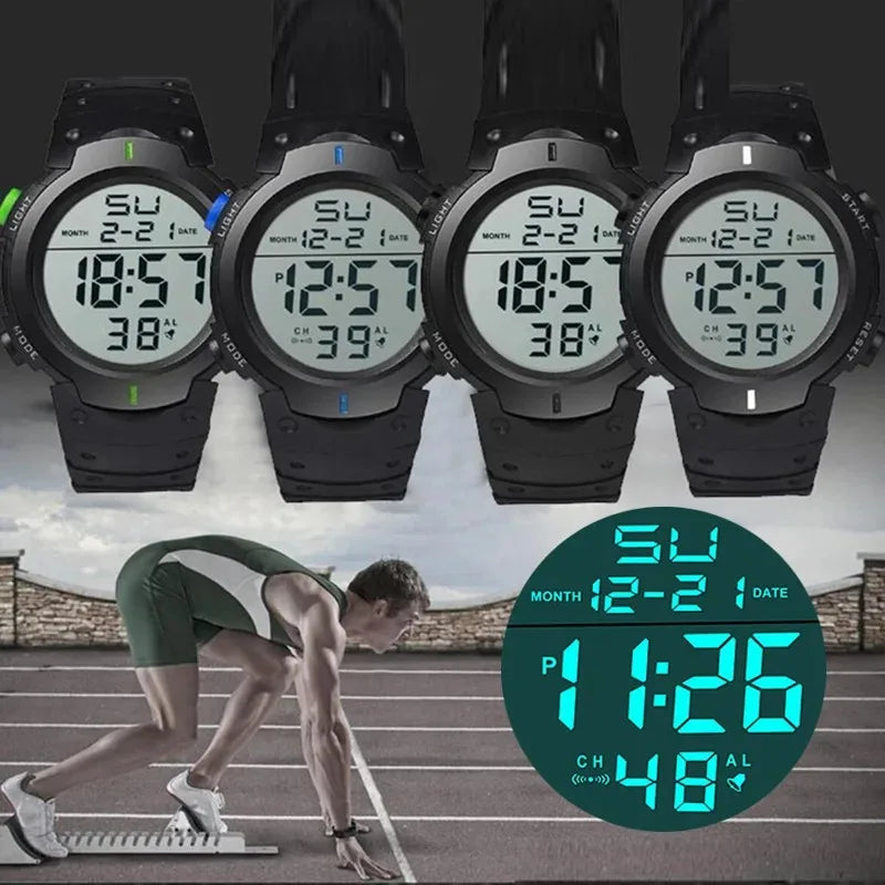 Men's Digital Sport Watch Rubber Fitness Timer Waterproof Electronic Clock