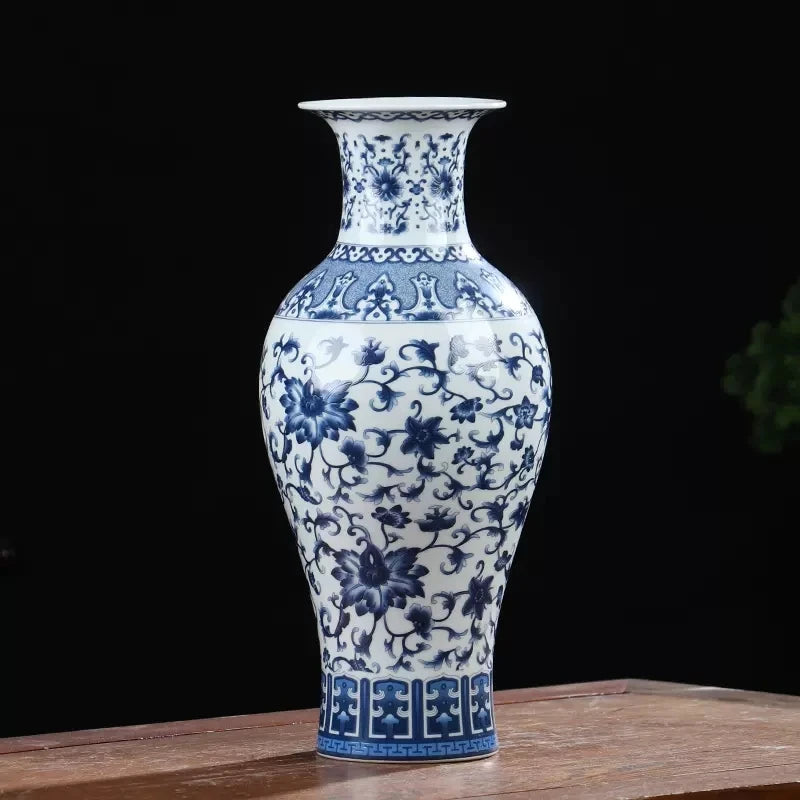 Blue and White Ceramic Vase 32cm Chinese Porcelain Home Decor Shelf Table