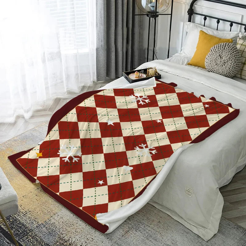 Soft Microfiber Christmas Snowflake Throw Blanket for Sofa & Bedroom