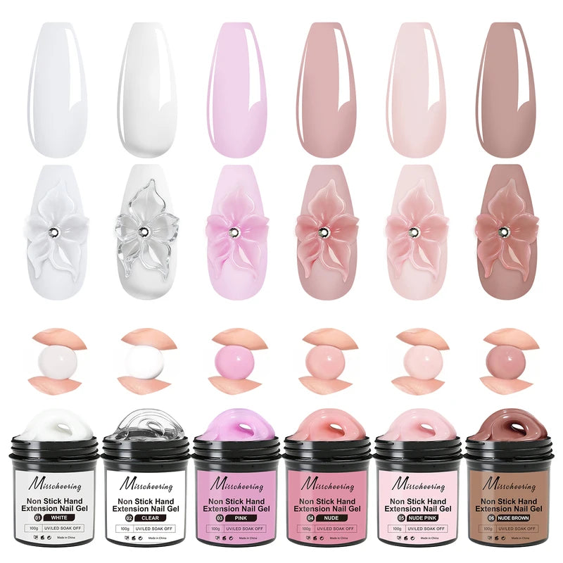100g Nude Pink Non-Stick Nail Gel for Sculpting & Art - UV LED Soak Off