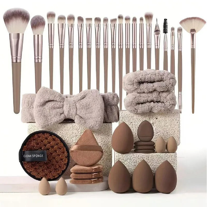 40-Piece Makeup Kit with Brush Organizer and Travel Cosmetic Bag for Women and Girls