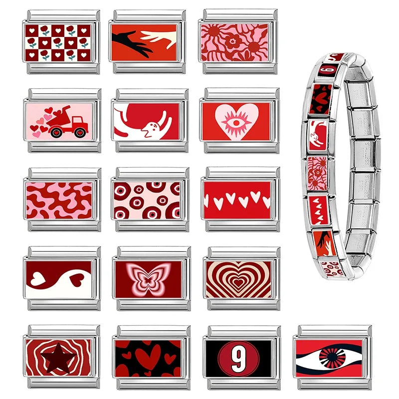 Personalized DIY Charm Bracelet with Flower, Cat, Heart & Digit Beads - Stainless Steel Jewelry