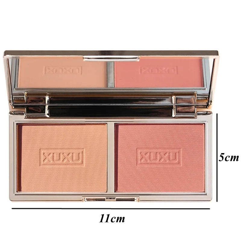 Colorful Peach Blush Palette - Natural Rose Pink Red Cheek Makeup with Shimmer