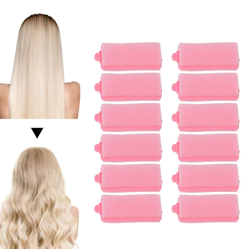 12pcs Foam Sponge Hair Curlers Set - Heatless Styling Rollers for Women