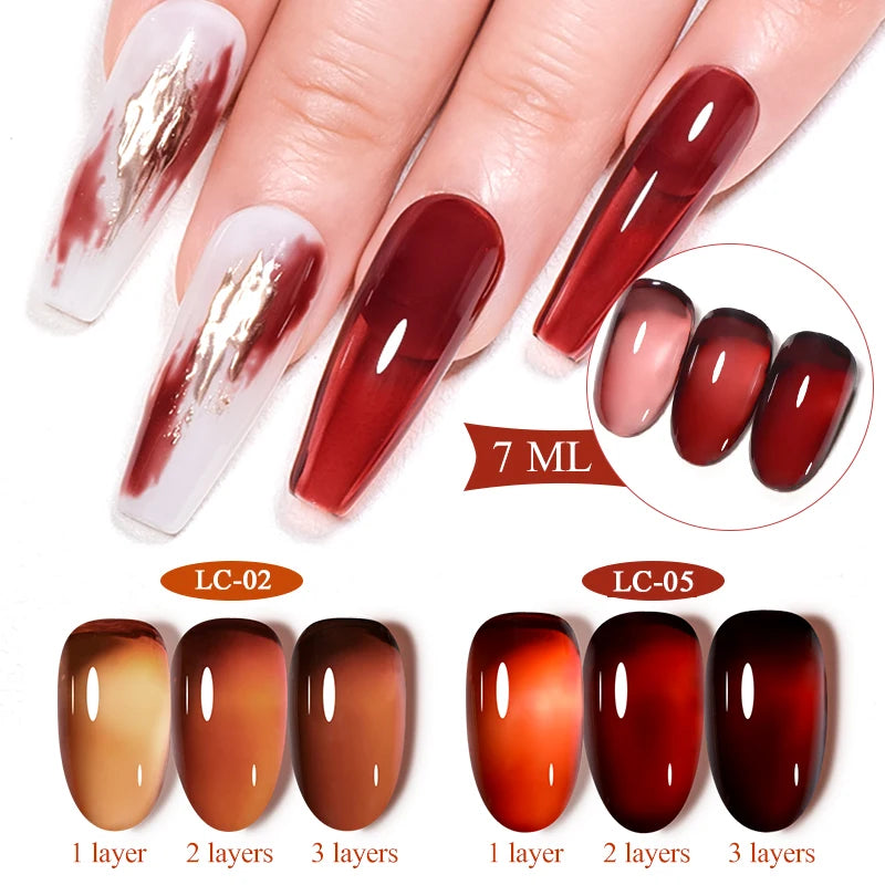 7ml Jelly Amber Gel Nail Polish - Translucent Color UV Gel for Nail Art