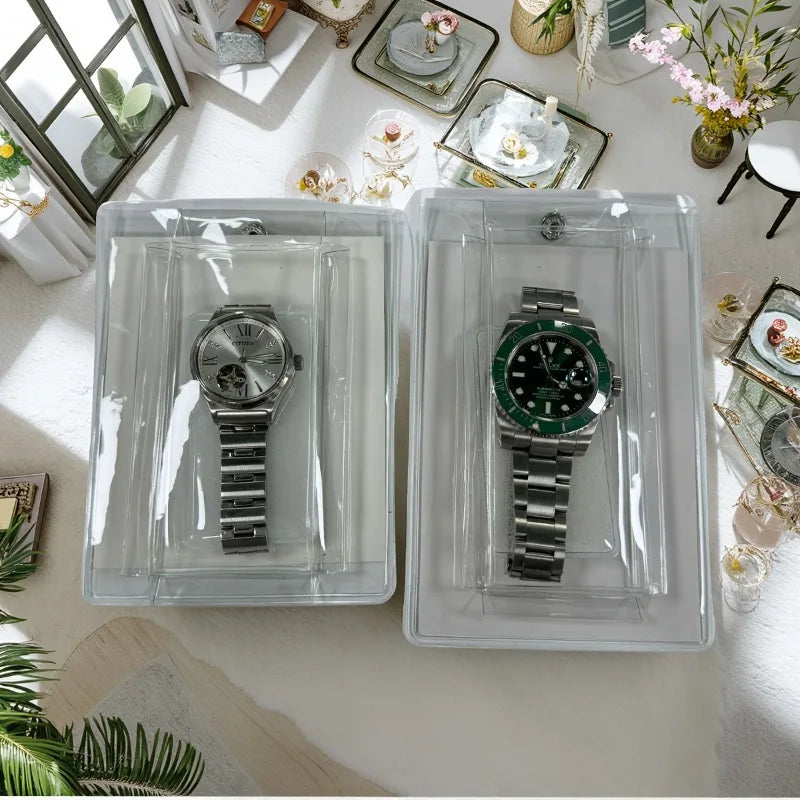 Clear Plastic Watches Display Cases Pack Jewelry Storage Organizer Bags