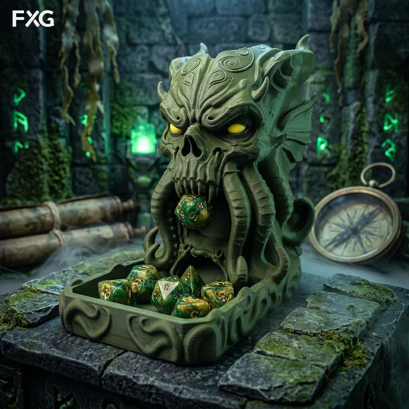 Cthulhu Dice Tower Decorative Ornament for TTRPG, Desk Decor, Dark Nautical Style